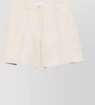 Parosh linen high waist pleated shorts