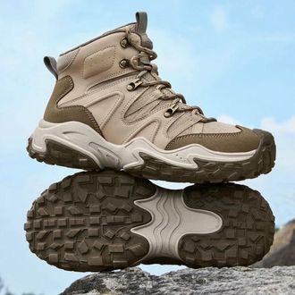 Generic YUJIEBB Mens Hiking Shoes Anti-slip Waterproof High-Top Trekking Boots for Thick Sole Height Increasing Climbing Shoes