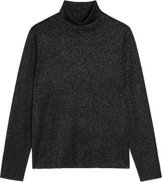 Eileen Fisher Eileen Fisher Metallic-weave Merino Wool top - Black - L (UK 18-20 / XL)