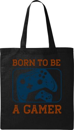 Generic Born To Be A G A M E R Natural Ecological Cotton Tote Bag Black