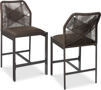 Best Choice Products Set of 2 Indoor Outdoor Counter Height Barstools w/ All-Weather Rope & Aluminum