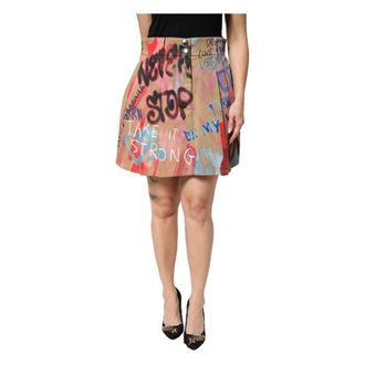 Dolce & Gabbana Short Skirts, female, Multicolor, Size: 2XS Graffiti Print Cotton Blend Mini Skirt