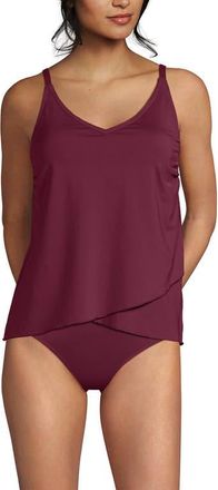 Lands End Tulip Hem Tankini Top in Burgundy Spritz at Nordstrom, Size X-Small P