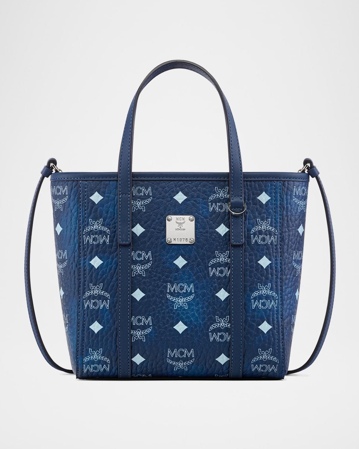 バッグ・カバンその他 MCM Woman Mini bag Gnawed Blue MWRDSLD02 L7 MCM Designer Women's Blue Crossbody Handbag with Double