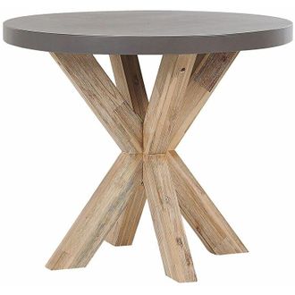Beliani Beliani - Tavolo da Pranzo da Giardino con Piano in Cemento in Legno di Acacia &oslash; 90 cm Olbia