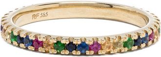 Roxanne First 14kt yellow gold Rainbow sapphire eternity band ring - women - Sapphire/14kt Yellow Gold - M