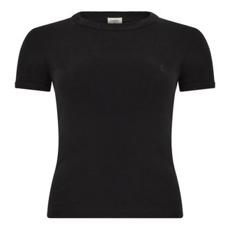 Saint Laurent Cassandre T-shirt - Dames - Tops - Zwart - Maat: L Katoen