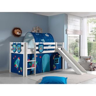 Les Tendances Cama De Media Altura 90x200 Con Tobog&aacute;n, Somier Y Funda Astro Vipack Pino - Blanco