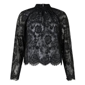 Self Portrait Lace Blouse - female - Self Portrait - Blouses - Black - XS - Blouses & Shirts