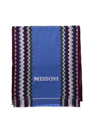 Missoni Sky Blue Bordeaux Wool Scarf
