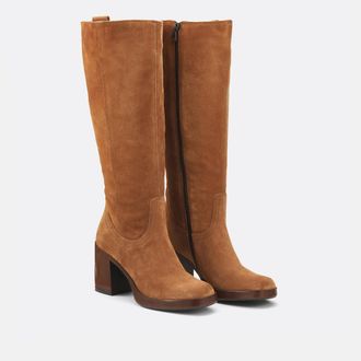 Mjus Leren laarzen met hak, vierkante top