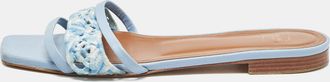 Malone Souliers Blue Leather And Canvas Macrame Napa Flat Slides