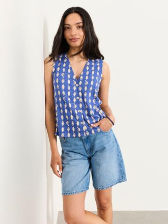 Fat Face FatFace Joni Blue Linear Shells Jersey Waistcoat