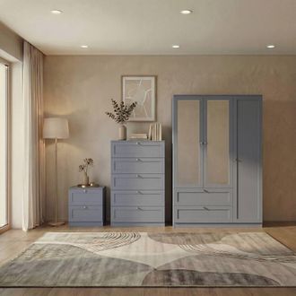 Home Discount Vida Designs Altino 3Pc Bedroom Set(2Dr Bedside, 5Dr Chest, Wardrobe) in Grey
