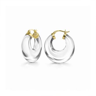 Gold & Honey Womens Chunky Graduated Hoop Earrings In Clear