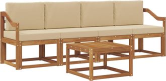 vidaXL Conjunto De Sof&aacute;s De Exterior 5 Uds. Natural Y Beige Vidaxl