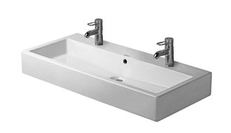 Duravit Vero Lavabo Con Rebosadero Sobre Grifer&iacute;a 1000x470mm 2 Orificios Para Grifer&iacute;a Blanco - Duravit