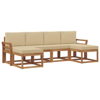 vidaXL Conjunto De Sof&aacute;s De Exterior Con Coj&iacute;n 6 Pcs Natural Y Beige Vidaxl