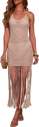 VICI Collection Capri Glow Crochet Fringe Cover-Up Midi Dress in Natural at Nordstrom, Size X-Large