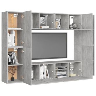Berkfield Home Sturdy 8 Piece TV Cabinet Set Concrete Grey Engineered Wood