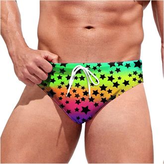 Generic Budgie Smugglers Mens Swimming Briefs Printed with Adjustable Drawstring Mens Sexy Low Rise Swim Briefs Swimwear Quick Dry Men Swim Brief Swimsuit Bik