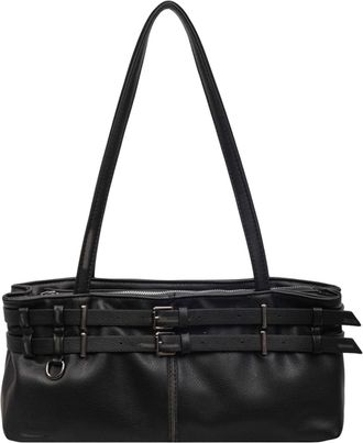 Generic Cymwer Women PU Leather Underarm Shoulder Bag with Zipper for Outing Commuting(Black) (Black)