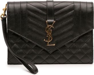Saint Laurent Pre-owned Saint Laurent Grain De Poudre Triquilt Monogram Envelope Clutch Ladies BO1E3J015G0N0DDS