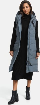 Marikoo lange gewatteerde damesbodywarmer met capuchon - Narikaa