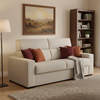 Dmora Sof&aacute; Cama 2 Plazas Casabona, Desenfundable, Con Almacenamiento Made In Italy, Apertura Reclinable, 180x95 Cm Beige