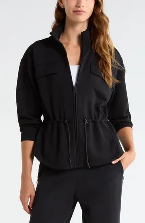 Zella Soft Luxe Utility Jacket in Black at Nordstrom, Size Xx-Large