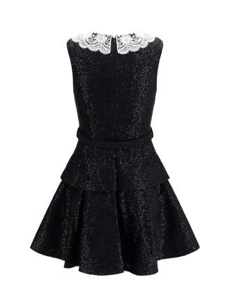 Self Portrait Womens Sequin Boucl&eacute; Dress Black