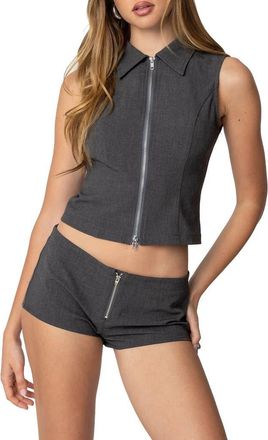 Edikted Allie Sleeveless Zip-Up Top in Dark-Gray at Nordstrom, Size X-Small