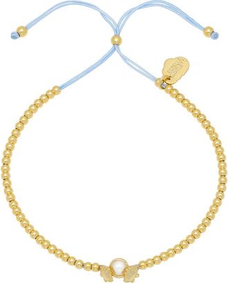 Estella Bartlett Scallops & Faux Pearl Bracelet in Gold at Nordstrom