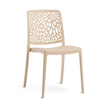 Siediti Fuori e Dentro Set de 4 sillas de jard&iacute;n apilables en resina crema