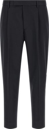 Ermenegildo Zegna Dark Blue Tapered Pleated Trousers