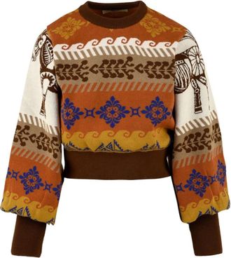 Akep Sweaters - Dames - Ronde hals truien - Veelkleurig - XS - Wol - Truien & Vesten