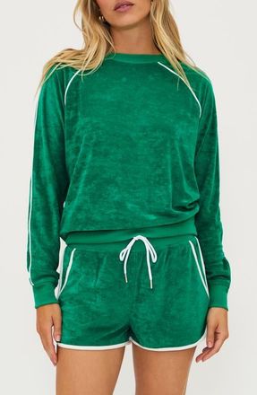 Beach Riot Greer Piped Velour Top in Forest Park at Nordstrom, Size Small