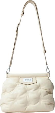 Maison Margiela Klassieke leren clutch met riem - Dames - Schoudertassen - Wit - ONE Size - Leer - Tassen