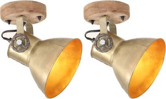 vidaXL L&aacute;mparas De Pared/techo Industrial 2 Uds Lat&oacute;n 20x25 Cm E27 Vidaxl