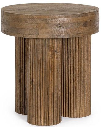 BIZZOTTO Massiver, runder Design Beistelltisch Dacca Braun &oslash; 45/ 50 cm