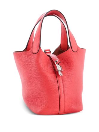 Herm&egrave;s Picotin Lock Bag Clemence PM bucket bag - Red