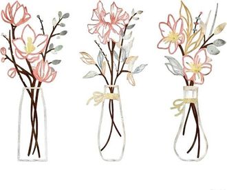OEM Decoraci&oacute;n De Pared Met&aacute;lica De Tres Piezas Con Motivo Floral, Estilo R&uacute;stico De Granja, Ba&ntilde;o, Dormitorio, Comedor, Estilo 6