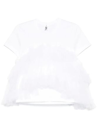 Comme Des Gar&ccedil;ons ruffled T-shirt - women - Polyester/Nylon/Cotton - M - White