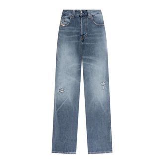Diesel Straight Jeans, male, Blue, Size: W33 L32 2001 D-Macro Jeans