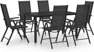 vidaXL Juego De Comedor Para Jard&iacute;n De 7 Piezas Aluminio Negro Vidaxl