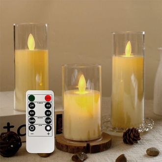 OEM Juego De 3 Velas El&eacute;ctricas Led Sin Llama Con Control Remoto, Llama Artificial Parpadeante Para Navidad, Halloween, Decoraci&oacute;n Interior Y Exterior, Do