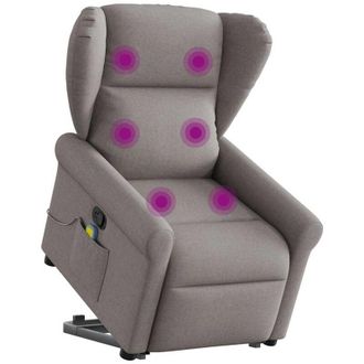 vidaXL Vidaxl - Sill&oacute;n Reclinable De Masaje Elevable Tela Gris Taup&eacute;