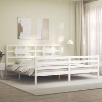 vidaXL Estructura de cama con cabecero madera maciza blanco 200x200 cm Vidaxl
