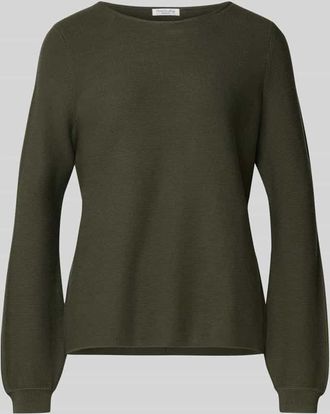 Christian Berg Strickpullover mit gerippten Abschlüssen in Oliv, Größe M