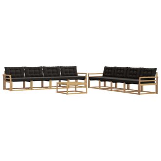 vidaXL Set Di Divani Da Esterno 9 Pz Bianco E Nero Vidaxl